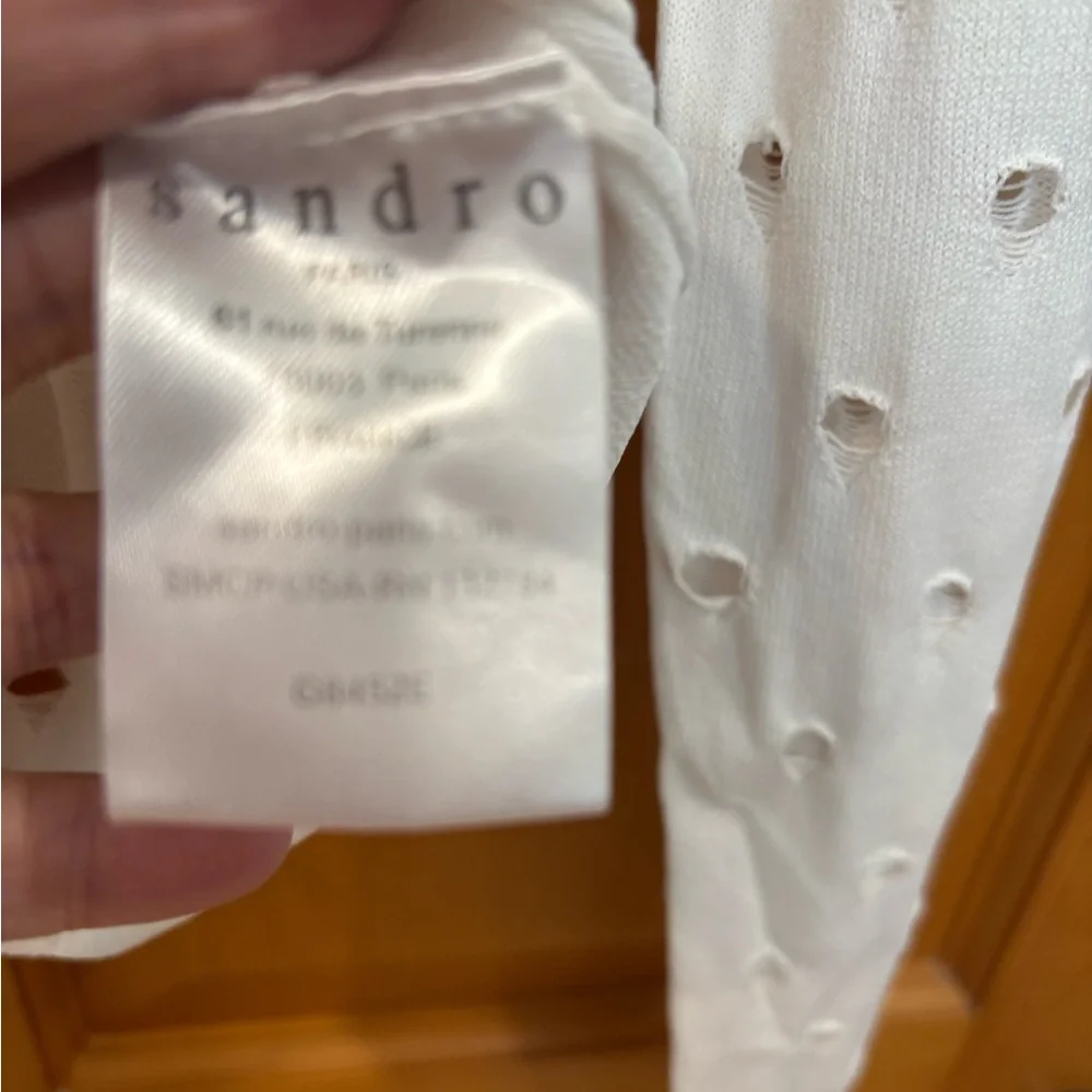 Sandro White Open-Knit Button Cardigan - Picture 5 of 5